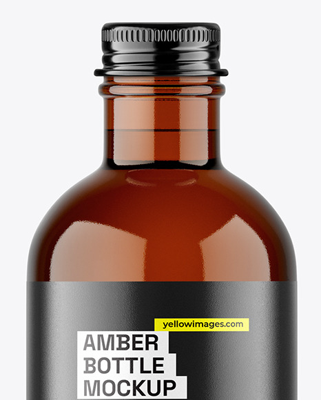 Amber Glass Bottle with Metal Screw Cap Mockup