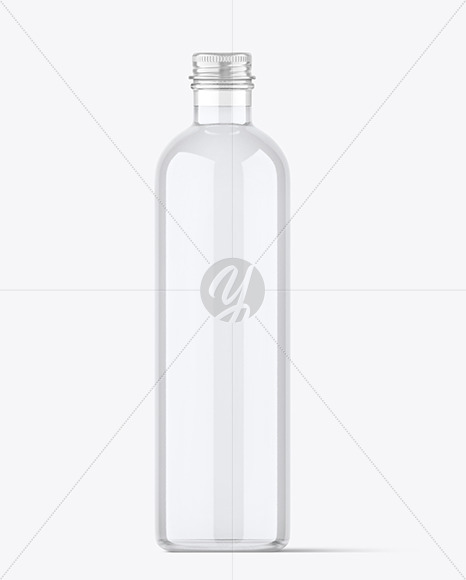 Clear Water Bottle with Metal Screw Cap Mockup