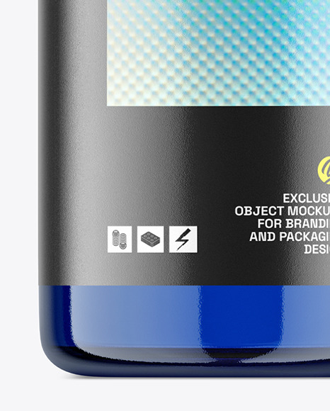 Blue Glass Bottle with Metal Screw Cap Mockup