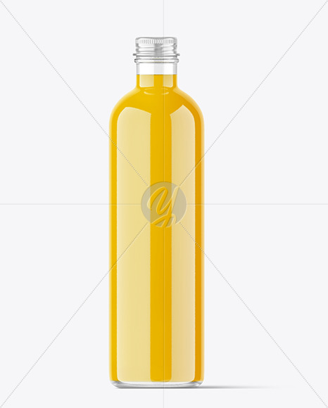 Orange Juice Glass Bottle with Metal Cap Mockup