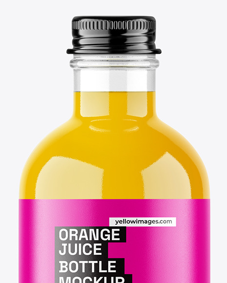 Orange Juice Glass Bottle with Metal Cap Mockup