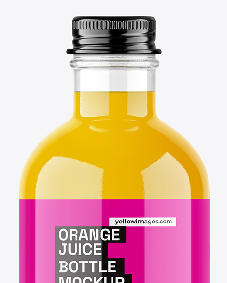 Orange Juice Glass Bottle with Metal Cap Mockup