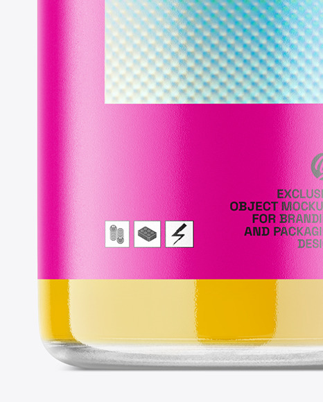 Orange Juice Glass Bottle with Metal Cap Mockup