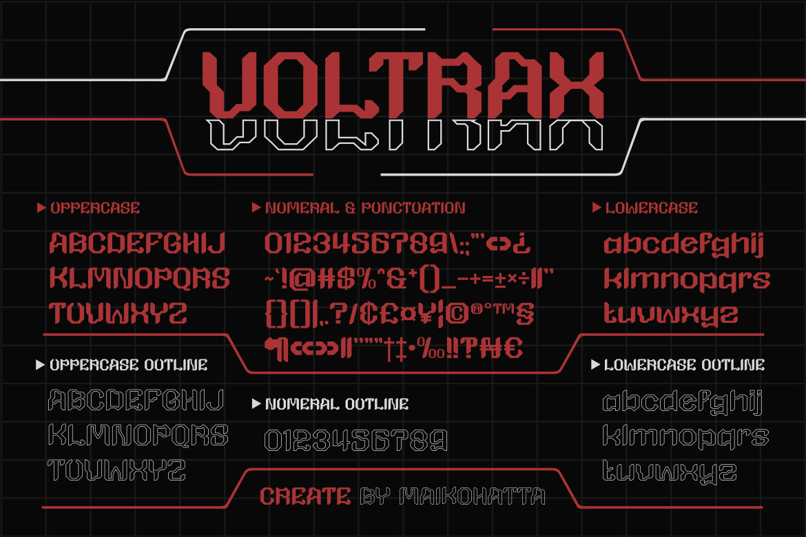 Voltrax - Modern Techno Font