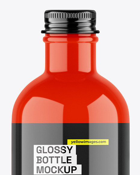 Glossy Bottle with Metal Screw Cap Mockup