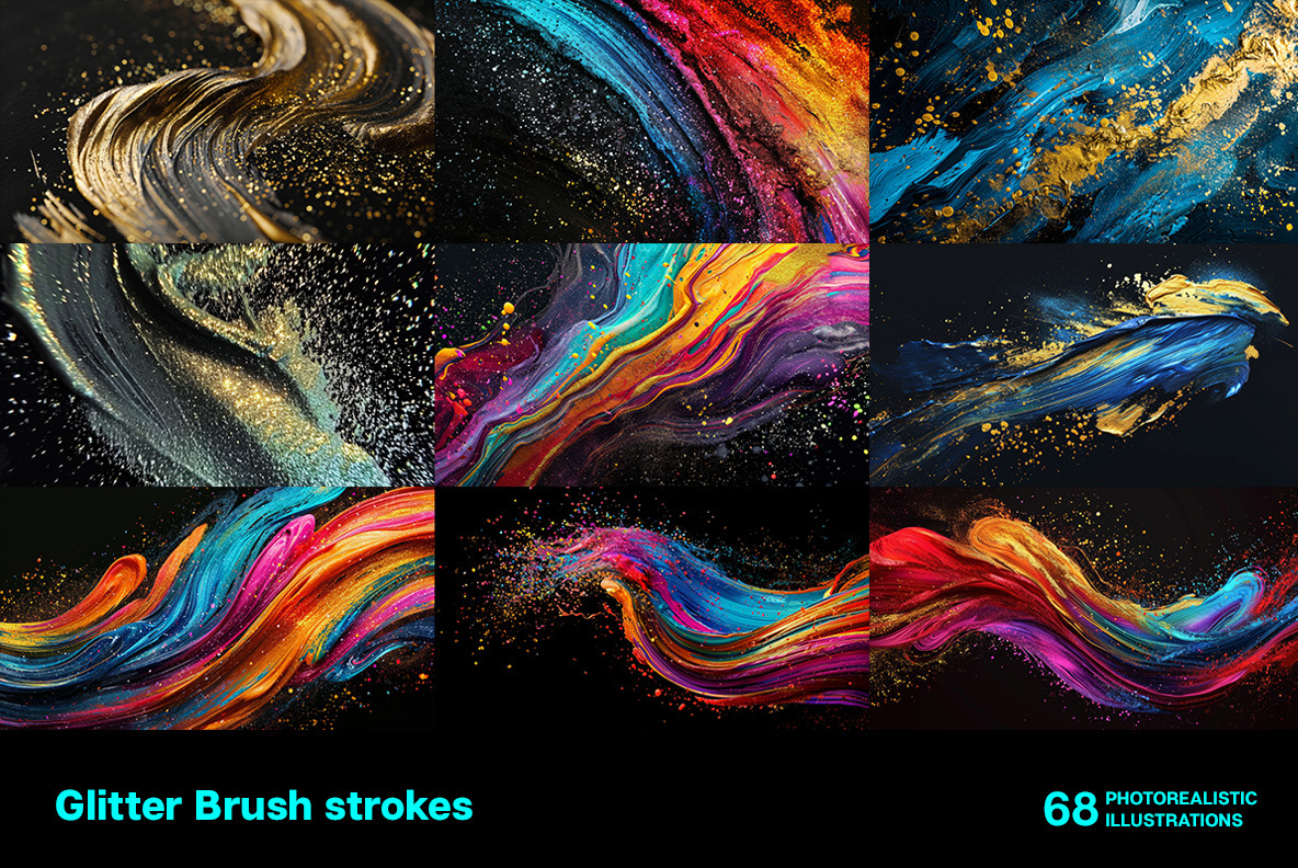 Glitter Brush strokes