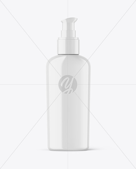 Glossy Cosmetic Bottle with Pump Mockup