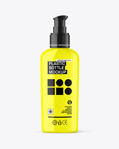 Glossy Cosmetic Bottle with Pump Mockup