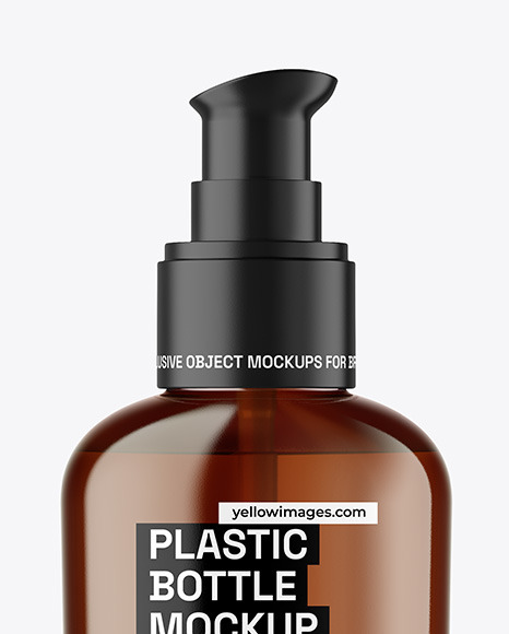 Amber Cosmetic Bottle with Pump Mockup Amber Cosmetic Bottle with Pump Mockup