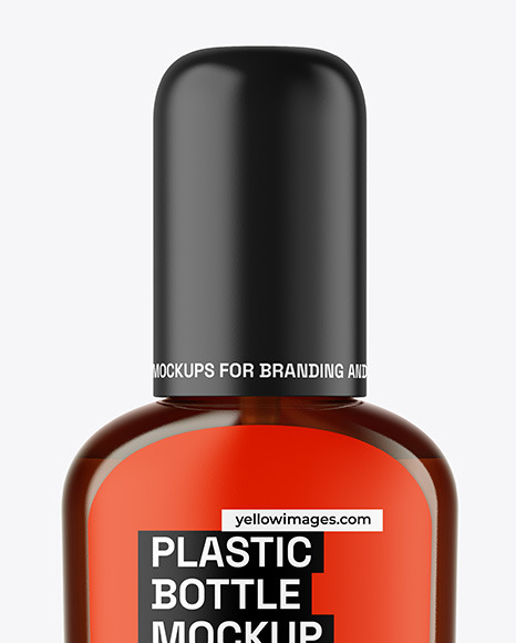 Amber Cosmetic Bottle with Pump Mockup Amber Cosmetic Bottle with Pump Mockup