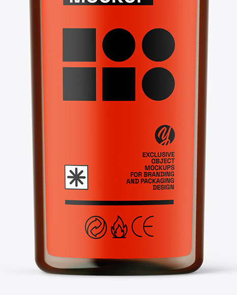 Amber Cosmetic Bottle with Pump Mockup Amber Cosmetic Bottle with Pump Mockup