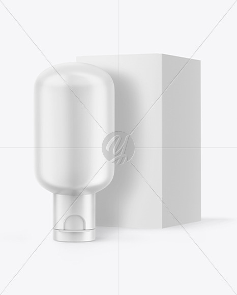 Matte Shampoo Bottle With Box Mockup