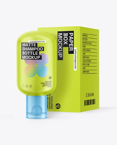 Matte Shampoo Bottle With Box Mockup