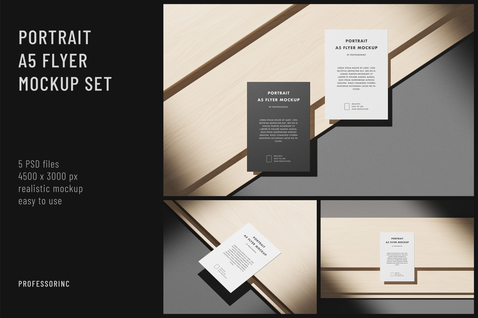 Portrait A5 Flyer Mockup Set Portrait A5 Flyer Mockup Set