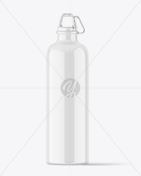 Glossy Metallic Water Bottle Mockup