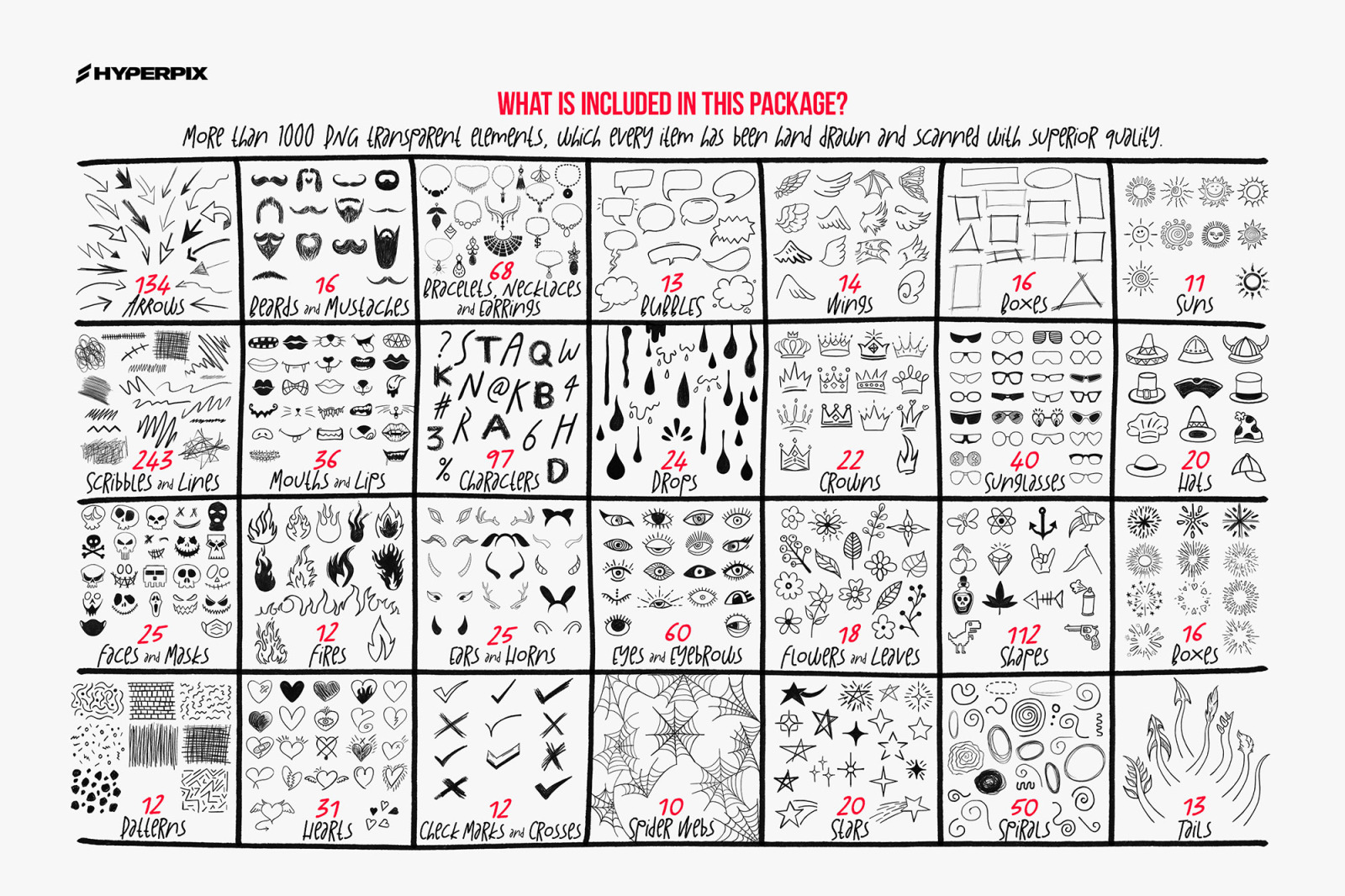 Hyper Hand Drawn - 1000 PNG Elements Hyper Hand Drawn - 1000 PNG Elements