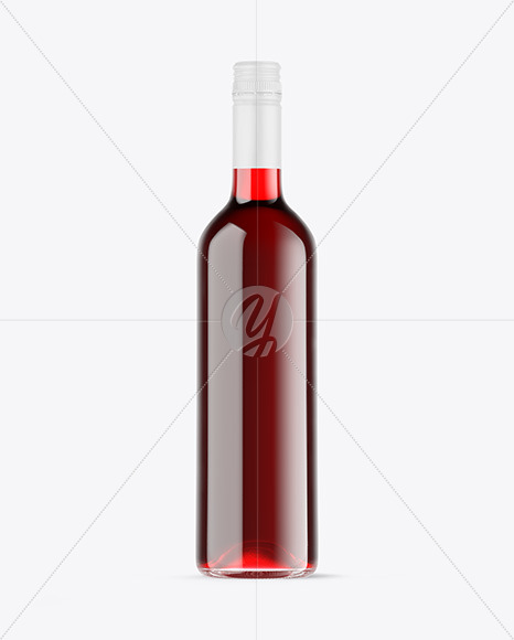 Clear Glass Red Wine Bottle Mockup