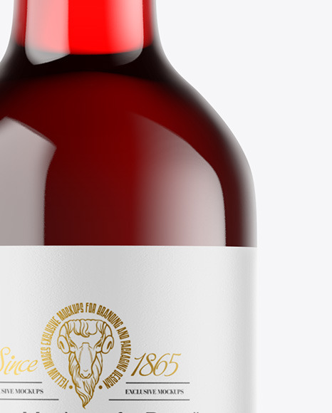 Clear Glass Red Wine Bottle Mockup