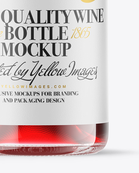 Clear Glass Red Wine Bottle Mockup