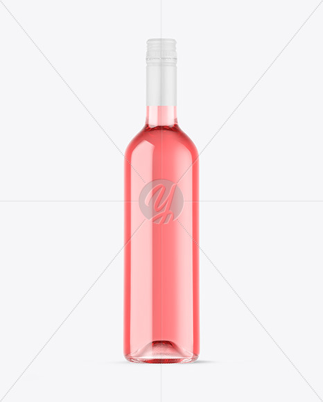 Clear Glass Pink Wine Bottle Mockup