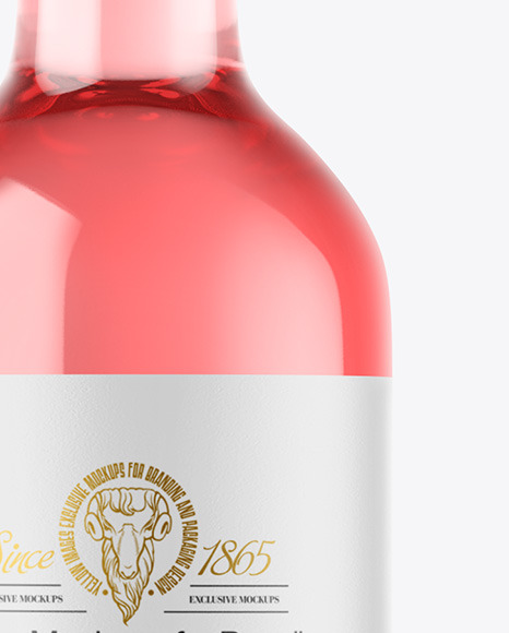 Clear Glass Pink Wine Bottle Mockup