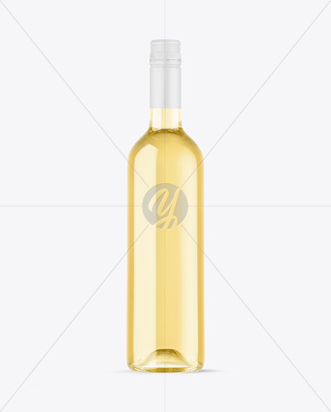 Clear Glass White Wine Bottle Mockup
