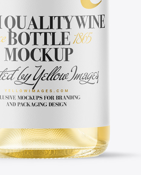 Clear Glass White Wine Bottle Mockup