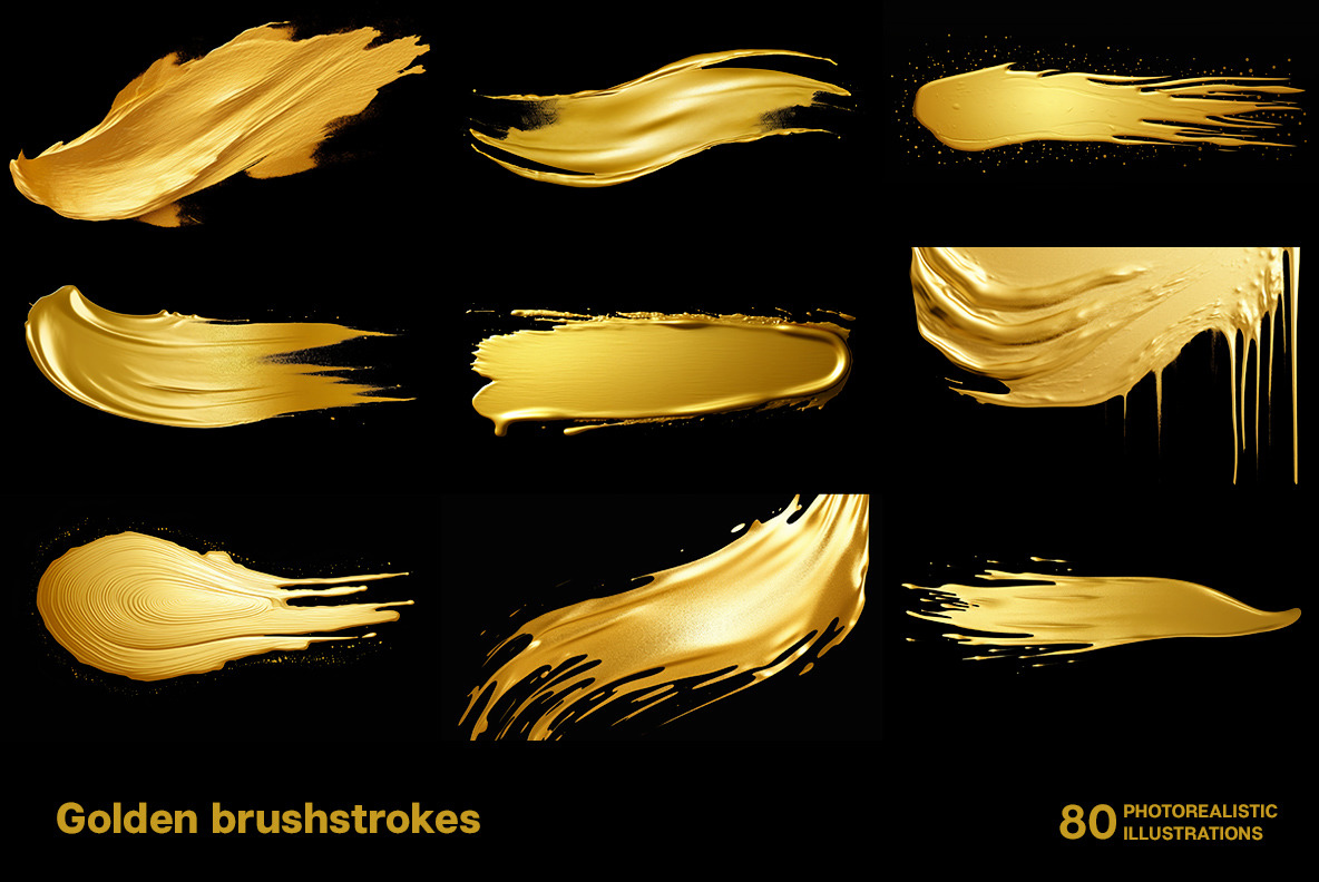 Golden brush strokes