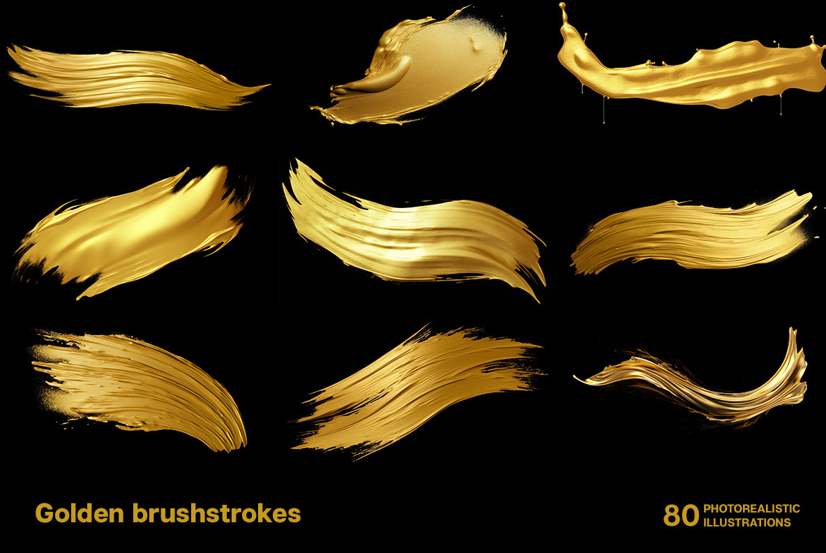 Golden brush strokes