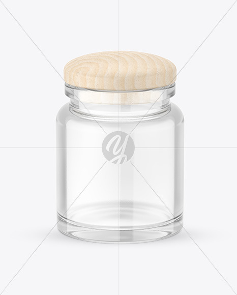 Glass Bottle w/ Wooden Cap Mockup