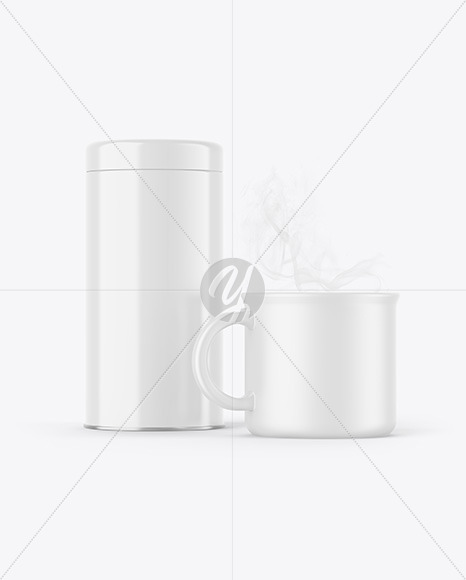 Glossy Tin Can W/ Matte Mug Mockup