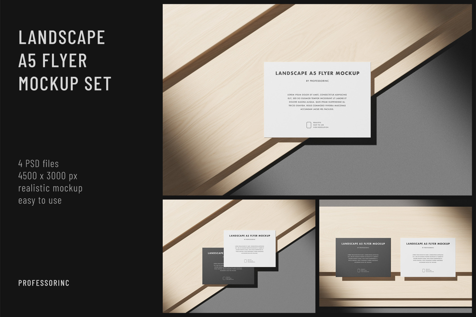 Landscape A5 Flyer Mockup Set Landscape A5 Flyer Mockup Set