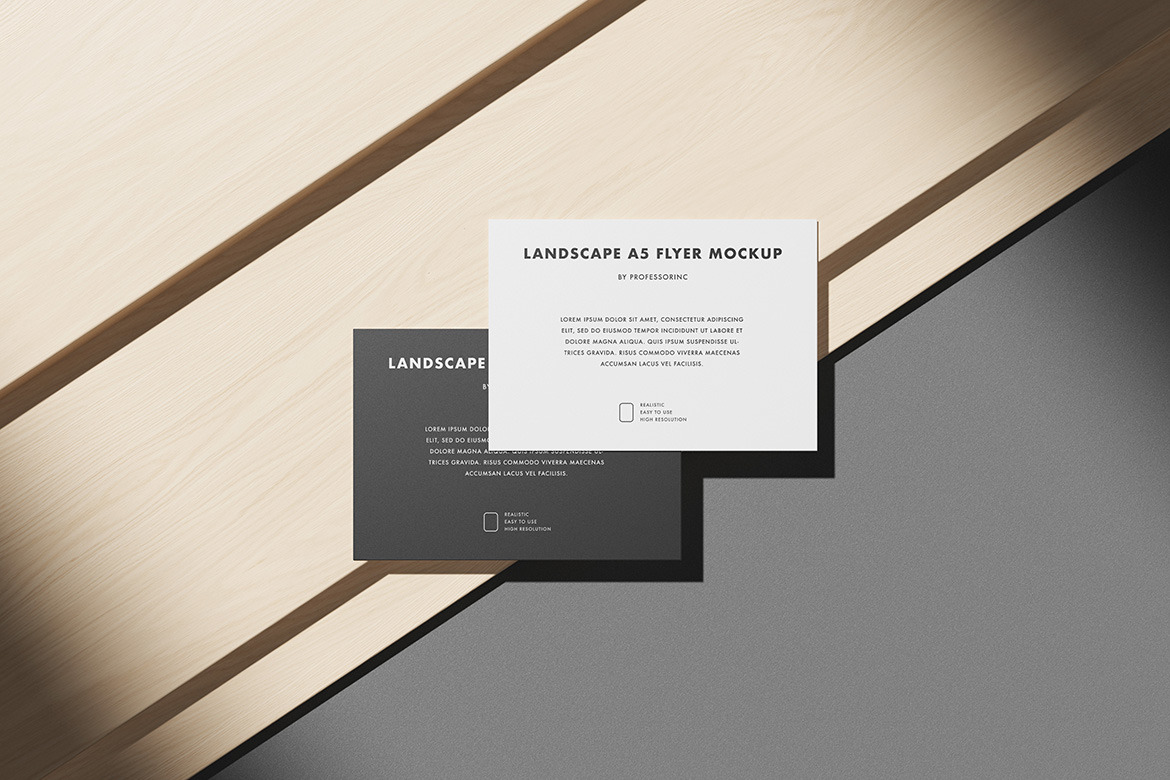 Landscape A5 Flyer Mockup Set Landscape A5 Flyer Mockup Set