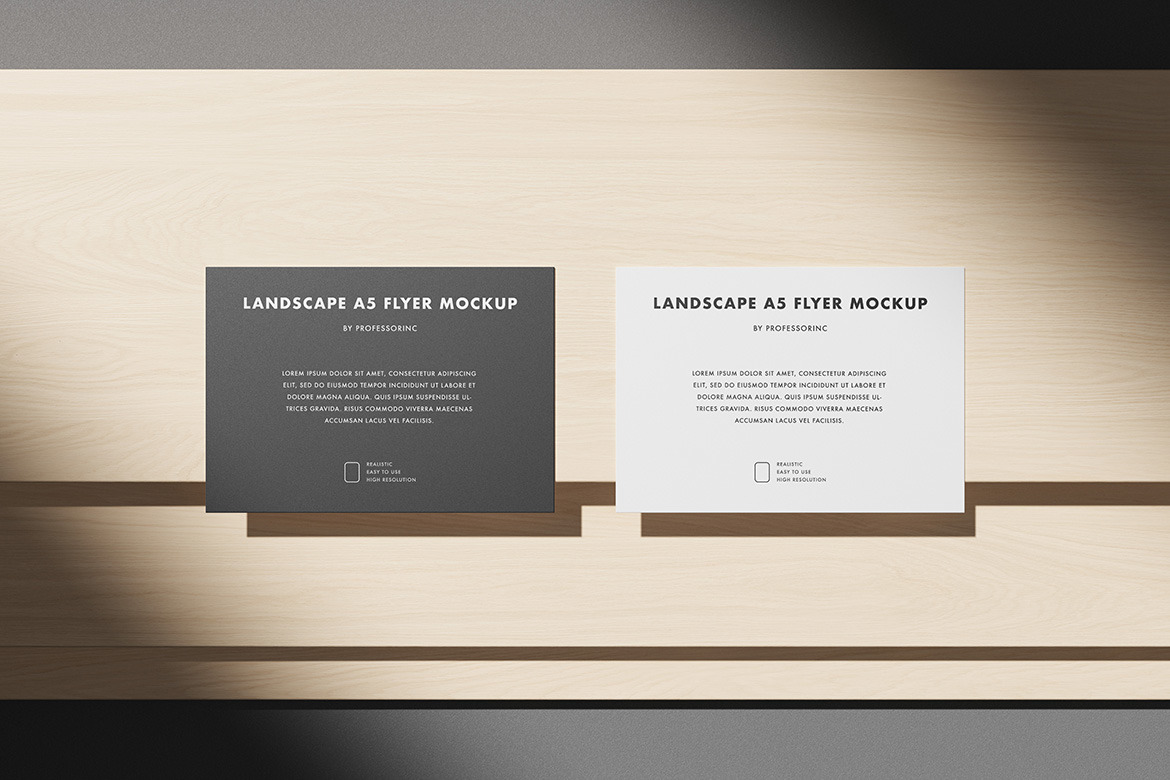 Landscape A5 Flyer Mockup Set