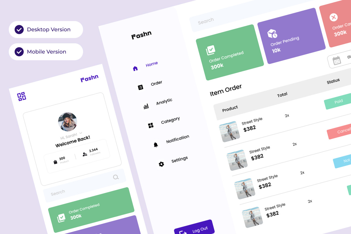Fashn - Dashboard Fashion E-commerce V2
