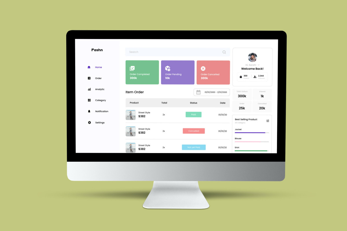 Fashn - Dashboard Fashion E-commerce V2 Fashn - Dashboard Fashion E-commerce V2
