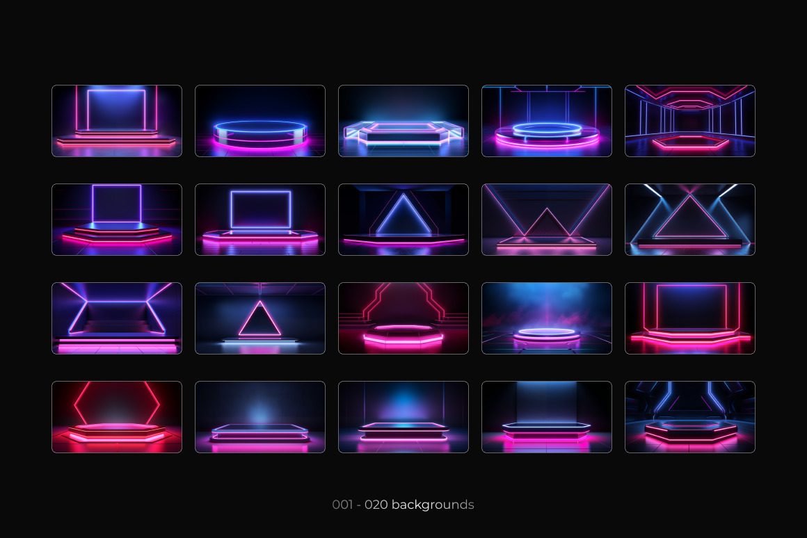 Neon Podiums ❊ Background Set