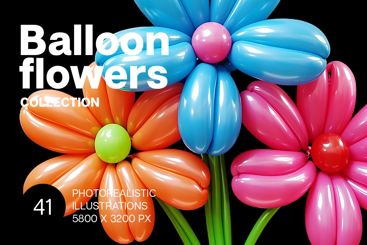 Balloon flowers on black Balloon flowers on black