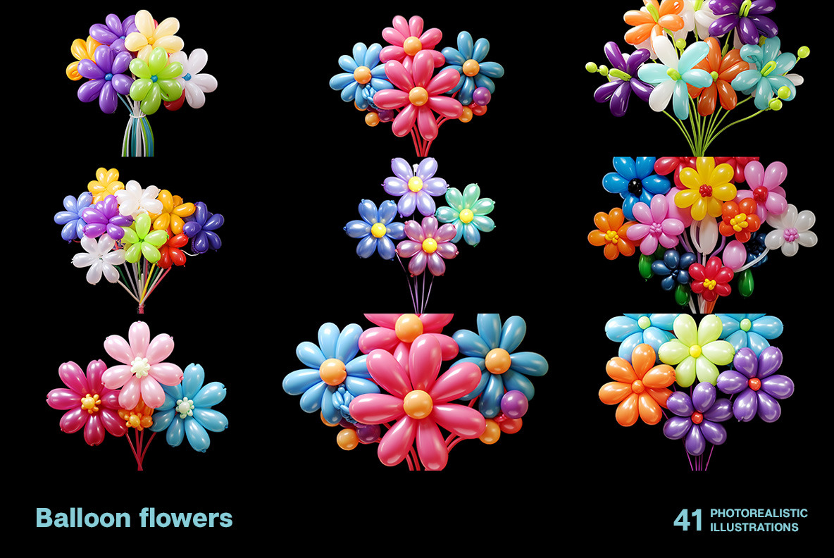 Balloon flowers on black Balloon flowers on black
