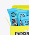 Glossy Stick Sachets With Box Mockup