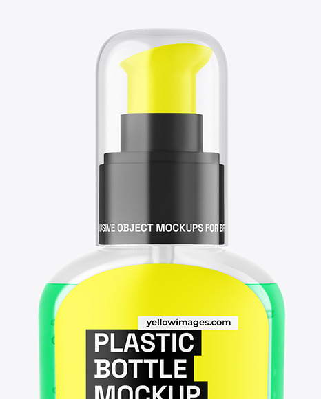 Color Liquid Cosmetic Bottle with Pump Mockup