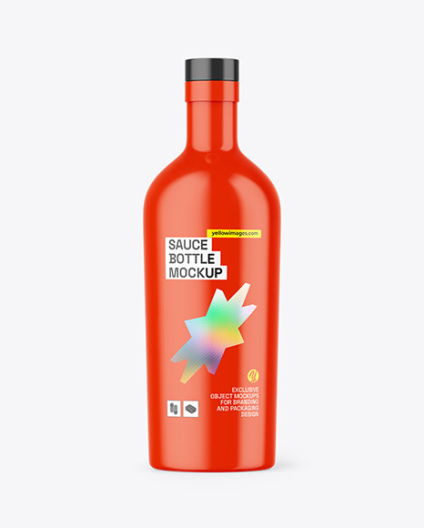 Glossy Sauce Bottle Mockup