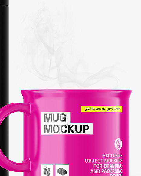 Glossy Tin Can W/ Glossy Mug Mockup