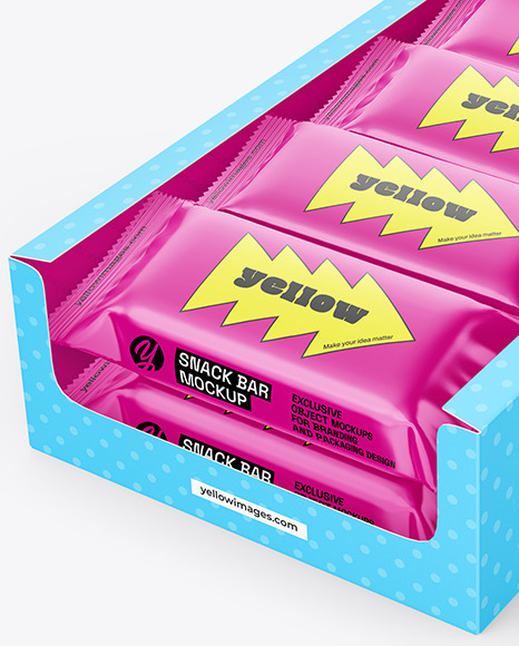 Paper Box w/ Glossy Snacks Mockup