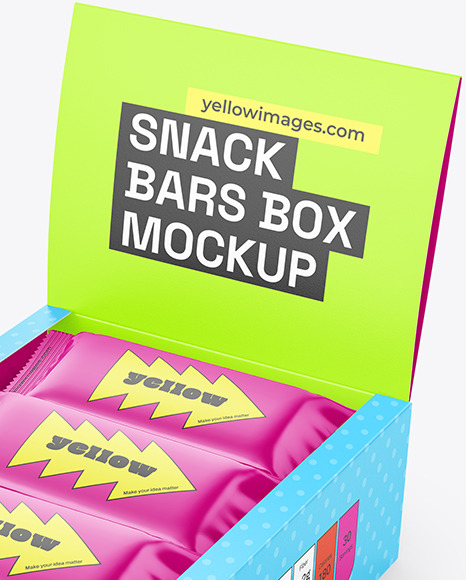 Paper Box w/ Glossy Snacks Mockup