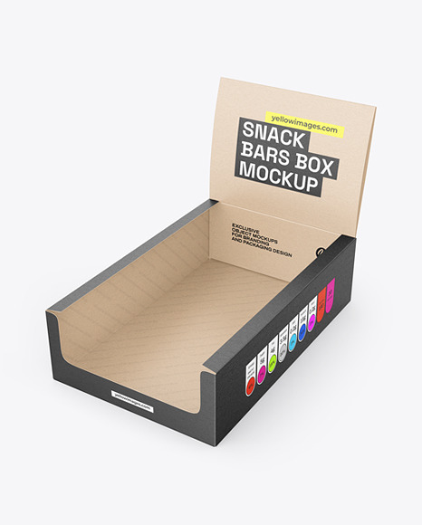 Kraft Paper Box w/ Glossy Snacks Mockup