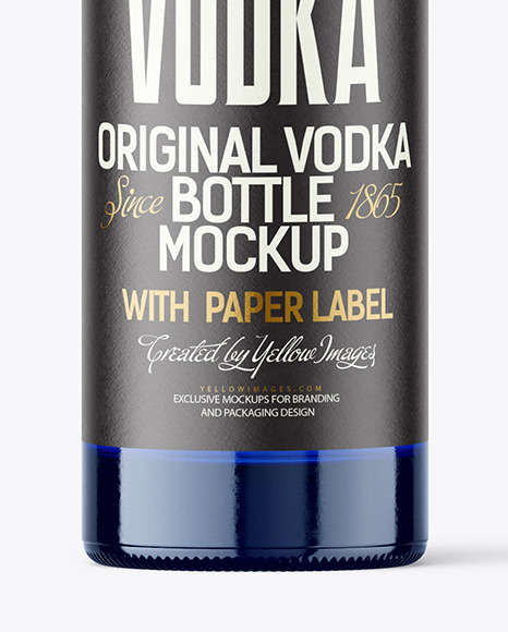 Blue Glass Vodka Bottle Mockup