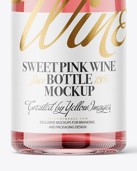 Clear Glass Pink Wine Bottle Mockup