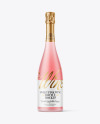 Frosted Glass Pink Wine Bottle Mockup