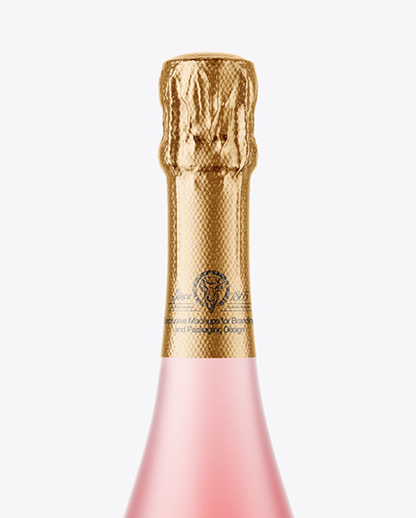 Frosted Glass Pink Wine Bottle Mockup